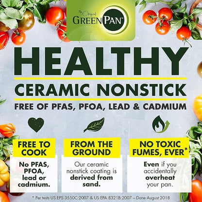 GreenPan Chatham Hard Anodized Healthy Ceramic Nonstick, 8" Frying Pan Skillet, PFAS-Free, Dishwasher Safe, Oven Safe, Gray