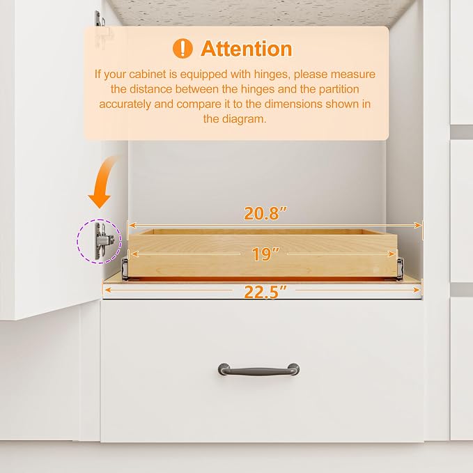 Pull Out Cabinet Organizer, 20" W x 21" D Soft Close Pull Out Drawers for Cabinets with Heavy Duty Slides, Wood Slide Out Drawers for Kitchen Cabinets