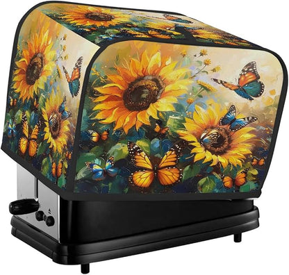 4 Slice Flower Sunflower Funny Toaster Cover Waterproof Dust Fingerprint Bread Machine Cover Washable Kitchen Appliance Protector For Home Kitchen Bakeware Table Decor Women Gifts