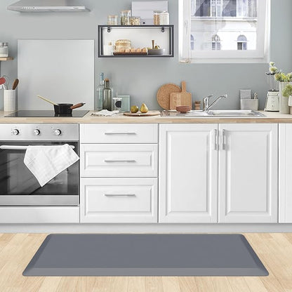 KitchenClouds Kitchen Mat Cushioned Anti Fatigue Kitchen Rug Non Slip Standing Mat Comfort Floor Mats for Sink Office (17.3"x39"- 0.8inch,Grey)