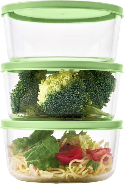 12-Piece Glass Food Storage Containers Set (6 Containers + 6 BPA-Free Lids) | 2-Cup, Leakproof | Microwave, Freezer, Oven & Dishwasher Safe | Ideal for Meal Prep & Pantry Organization, Pistachio