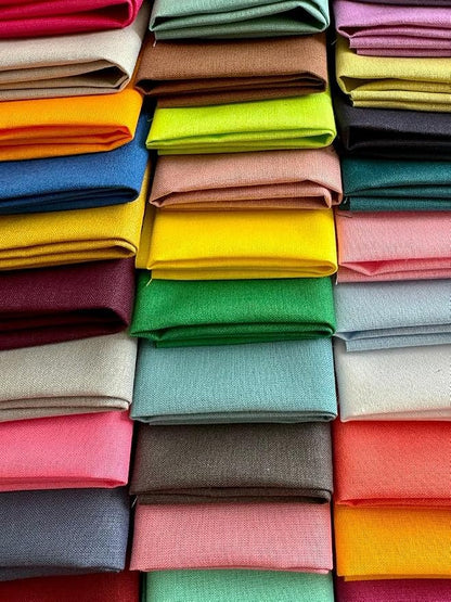 Solid Color Cotton Fabric Bundle – 50 Pre-Cut Squares (20×20 cm / 8×8 inch), 100% Cotton, 120 GSM, Made in Türkiye