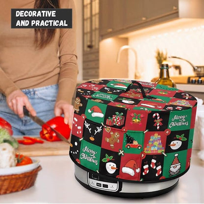 Christmas Patchwork Patterns Slow Cooker Dust Cover 6-8 qt Crock for Pot Keep Gingerbread Small Kitchen Appliance Clean Kitchen Home Accessories Decor Cover