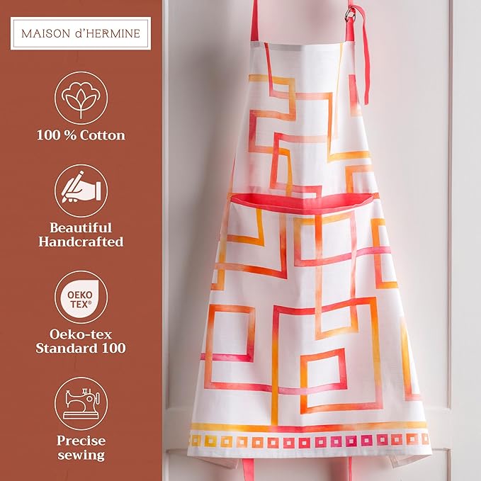 Maison d' Hermine 100% Cotton Apron for women with Pocket Kitchen Chef Apron for Men Cooking Spring Summer