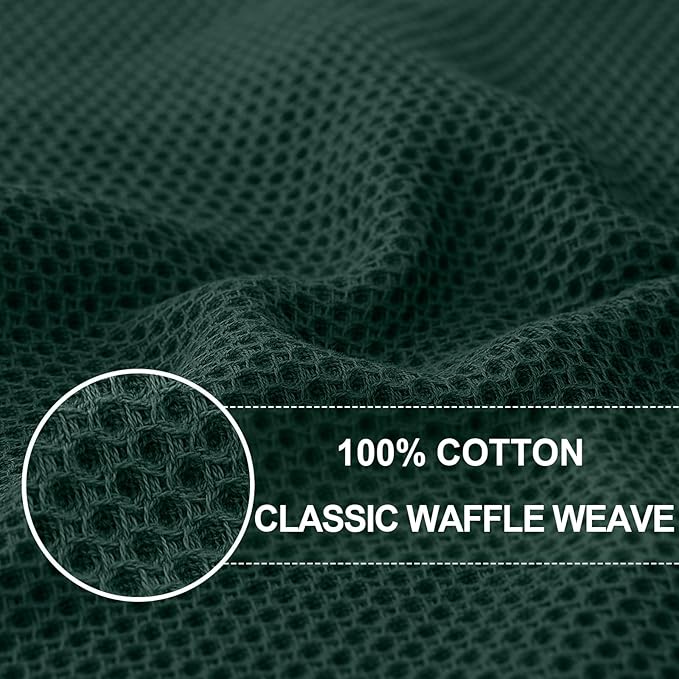 Homaxy 100% Cotton Oversized Waffle Weave Kitchen Dish Towels, Ultra Soft Absorbent Quick Drying Cleaning Towel, 20x28 Inches, 6-Pack, Blackish Green