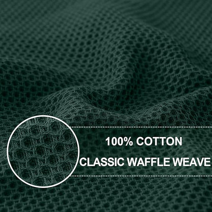 Homaxy 100% Cotton Oversized Waffle Weave Kitchen Dish Towels, Ultra Soft Absorbent Quick Drying Cleaning Towel, 20x28 Inches, 6-Pack, Blackish Green