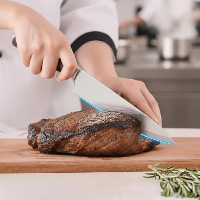 8-Inch Gyuto Chef Knife – High Carbon Stainless Steel Kitchen Knife with Comfortable Wood Handle
