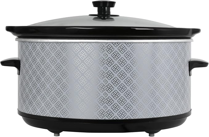 West Bend Slow Cooker 6-Quart Manual Crockery Style with Dishwasher Safe Oval Ceramic Crockpot and Glass Lid Two Temperature Settings Plus Keep Warm, 330-Watts, Silver