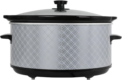 West Bend Slow Cooker 6-Quart Manual Crockery Style with Dishwasher Safe Oval Ceramic Crockpot and Glass Lid Two Temperature Settings Plus Keep Warm, 330-Watts, Silver