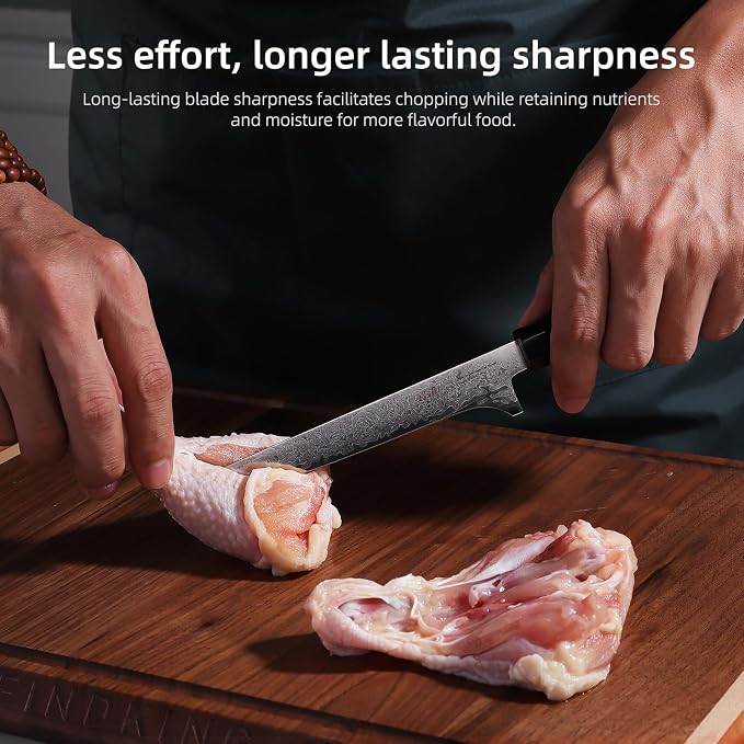 FINDKING Boning Knife 5.5 Inch, Sharp Trimming & Fillet Knife for Meat, Brisket & Fish, Japanese Style (BLACK-ROSE Series)