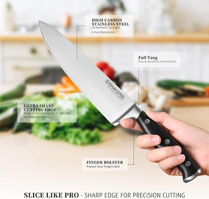 Knife Set 3-Piece, Include Chef & Santoku & Paring Knife, Professional High Carbon Stainless Steel Knives Set for Kitchen with Ergonomic ABS Handle Elegant Box