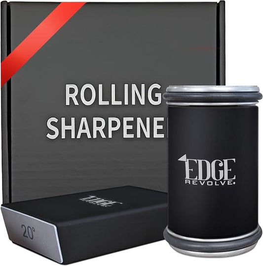 Rolling Knife Sharpener Kit, Magnetic 15° & 20° Angle Guides, Diamond & Ceramic Discs, Manual Rolling Knife Sharpener Tool for Razor-Sharp Kitchen gadgets, Chef & Outdoor Knives (Matte Black)