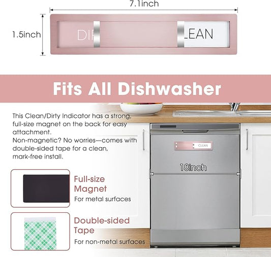 Clean Dirty Magnet for Dishwasher – 304 Stainless Steel Rose Gold, Kitchen Decor and Accessories, Elegant Housewarming Gift (S102)