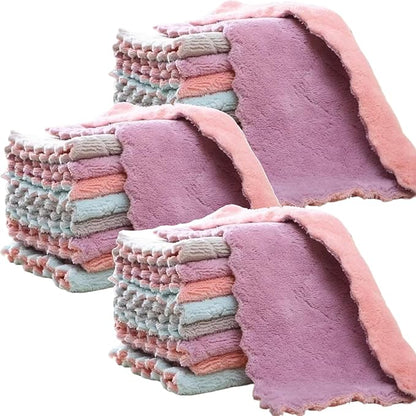 24 Pack Kitchen Cloth, Microfiber Dish Towels Washcloths, Super Absorbent Coral Velvet Dishtowels, Premium Cleaning Cloths,Non-Stick Oil Quick Dry Dish Towels, Soft Tea Towel, Table Cleaning Cloths.