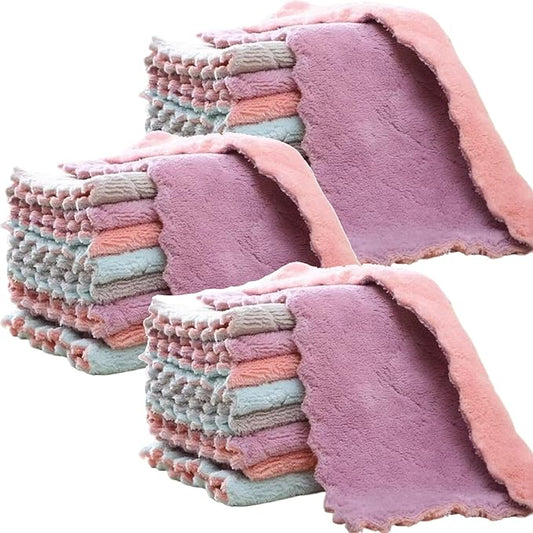 24 Pack Kitchen Cloth, Microfiber Dish Towels Washcloths, Super Absorbent Coral Velvet Dishtowels, Premium Cleaning Cloths,Non-Stick Oil Quick Dry Dish Towels, Soft Tea Towel, Table Cleaning Cloths.