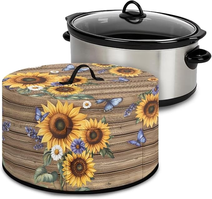 Slow Cooker Dust Cover Compatible with 6-8 qt Crock for Pot Sunflower Butterfly Pattern Small Kitchen Appliance Decor Dust Cover