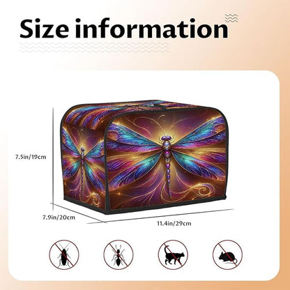 Dragonfly Animal Toaster Cover 2 Slice Wide Slot Washable Toaster Covers | Rainbow Art Dust and Fingerprint Protection Bread Maker Covers for Kitchen Accessories Decor Bakeware Women Gift