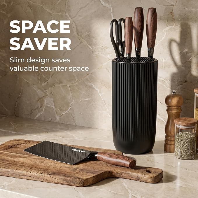 Knife Set, 8 Pieces Kitchen knife Set with Healthy Anti-Rust Coating, Stainless Steel Professional Chef Knife Set with Block, Sharp Kitchen Knives Set with Block for Home Cooking, Dishwasher Safe
