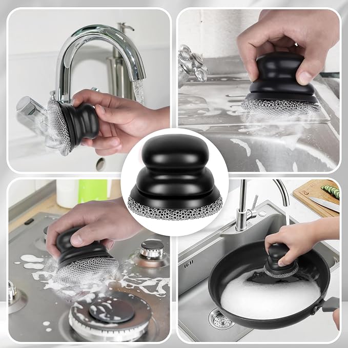 Cast Iron Scrubber and Scraper, Chain Mail Scrubber Cast Iron for Cleaning Dishes, Stock Pots, Pans, Griddles, Grills, Dish Scouring Pads