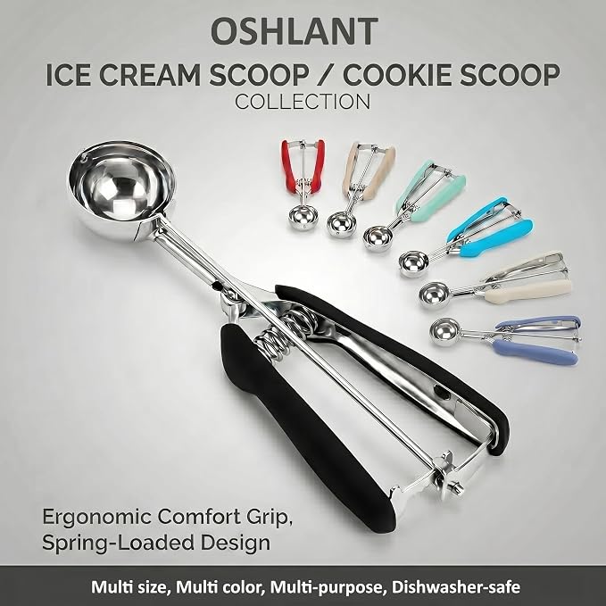 Cookie Scoop, 18/8 Stainless Steel Cookie Scooper, Cookie Scoops for Baking, 3Tbsp/45ml/1.5oz Cookie Dough Scoop, Ice Cream Scooper with Trigger Release, Cookie Scooper for Baking (#20/53mm)