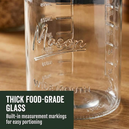 kitchentoolz 1 Gallon Mason Jars Wide Mouth with Airtight Bamboo Lid – 1 Gallon Glass Jar with Lid – Large Mason Jars with Lids for Kitchen Pantry, Storage, and Canning
