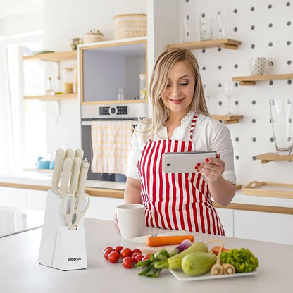 8 Piece Kitchen Knife Block Set with Sharpener,Dishwasher Safe,German Stainless Steel with Ergonomic Handle Anti-slip Handle