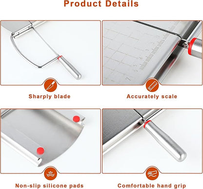 Cheese Slicer with 2 PCS Knife, Multipurpose Cheese Cutter Stainless Steel Cheese Slicers with 2 PCS Cheese Knives Set