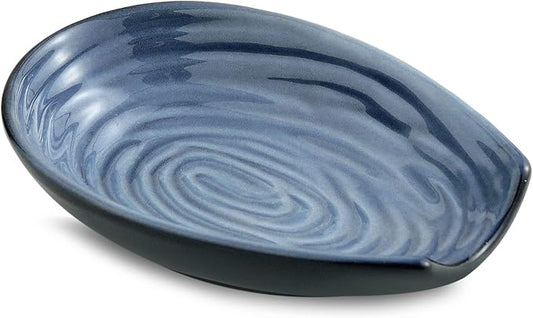 Hasense Spoon Rest for Stove Top and Kitchen Countertop, Large Heat-resistant Spoon Holder for Spatula Ladles Tongs, Farmhouse Cooking Utensil Rest for Home Kitchen Decor, Grey and Blue, 1 PC