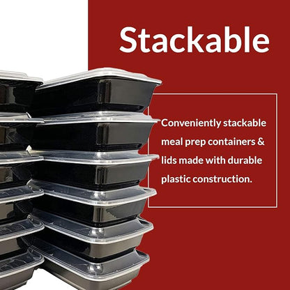 Reli. Meal Prep Containers, 38 oz. | 45 Pack | Large 1 Compartment Food Container w/Clear Lids | Microwavable Food Storage | Black Reusable Bento Box/Lunch Box for Food/Meal Prep