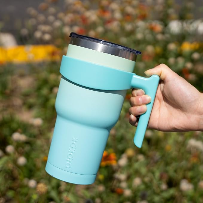 BJPKPK Tumbler With Handle And Straw 40oz Stainless Steel Tumbler With Lid Insulated Coffee Cups,Coral