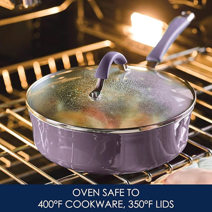 Rachael Ray Cucina Nonstick Cookware, Lavender Purple Pots and Pans Set, 12-Piece