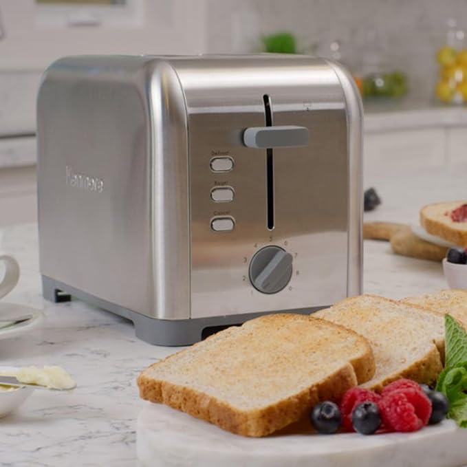 Kenmore 2-Slice Toaster, Stainless Steel, Extra Wide Slots, Bagel and Defrost Functions, 9 Browning Levels, Removable Crumb Tray, for Bread, Toast, English Muffin, Toaster Strudel