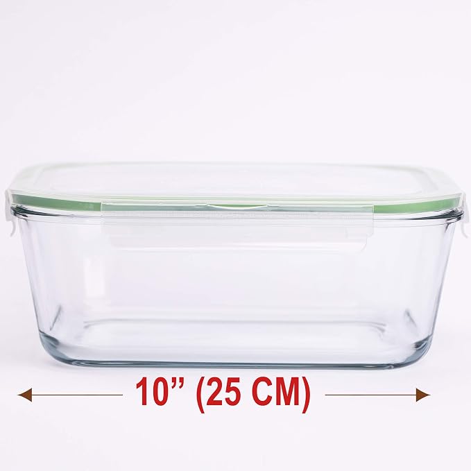 AGTRADE 120 oz Large Glass Food Storage Containers with Airtight Lids 3.5 L Family Size Extra Large Bakeware Marinating Lock Baking Dish Container Glass Bowls Rectangle