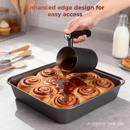 8-Piece Baking Pans Set, Non-stick Bakeware Sets Non-Toxic Baking Sheet Sets for Cooking, Include Round＆Square Cake Pan,Bread Pan,Muffin Pan, Cookie Sheet,Cooling Rack,with Baking Glove,Black