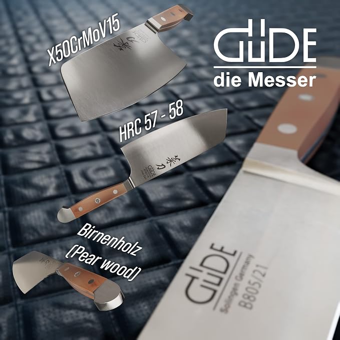 Güde Alpha Pear Series Hand Forged/Sharpened Chai Dao Chinese Chef's Knife, 6 1/2-in - Ice Hardened Steel - Made in Solingen, Germany Since 1910