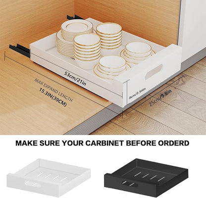 bealy 21'' Deep Pull Out Cabinet Organizer Adhesive, 10'' Wide Roll Out Cabinet Drawers for Face Frame or Frameless Cabinets, Sturdy Carbon Steel Kitchen Organizer Shelf for Pantry, Kitchen, Bathroom