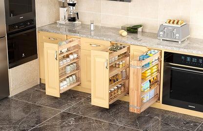 OCG 4 Tier Pull Out Spice Rack Holder Shelves (8" W x 22" D), spice organization for cabinet Storage Organization, pull out spice racks for inside cabinets