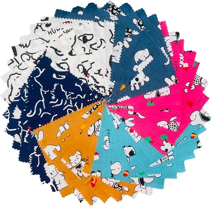 Cotton Fabric Squares 5x5 Charm Packs for Quilting 5 inch for Baby Boy Sewing Patchwork 42pcs (Dog Fabric)
