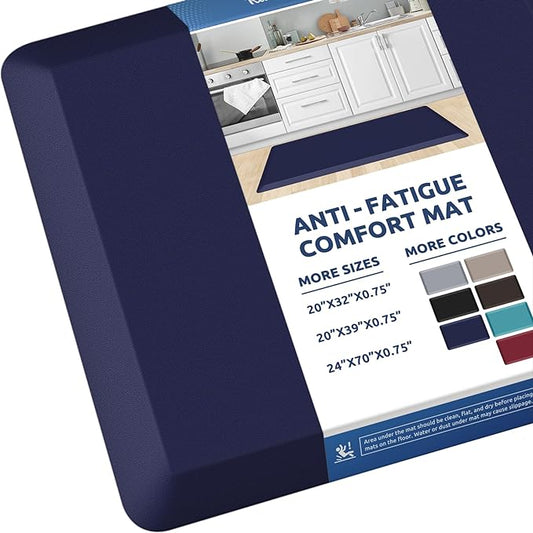 KitchenClouds Kitchen Mat Cushioned Anti Fatigue Rug 20"x39" Water Resistant, Non Slip, Standing and Comfort Desk/Floor Mats for House Sink Office (Blue)