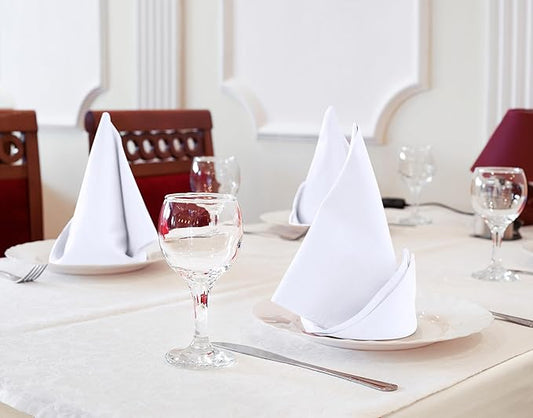 Utopia Kitchen White Cloth Napkins [24 Pack, 18x18 Inch] Absorbent Cotton Blend Washable and Reusable for Dinner, Restaurant, Lunch, Wedding and Hotel