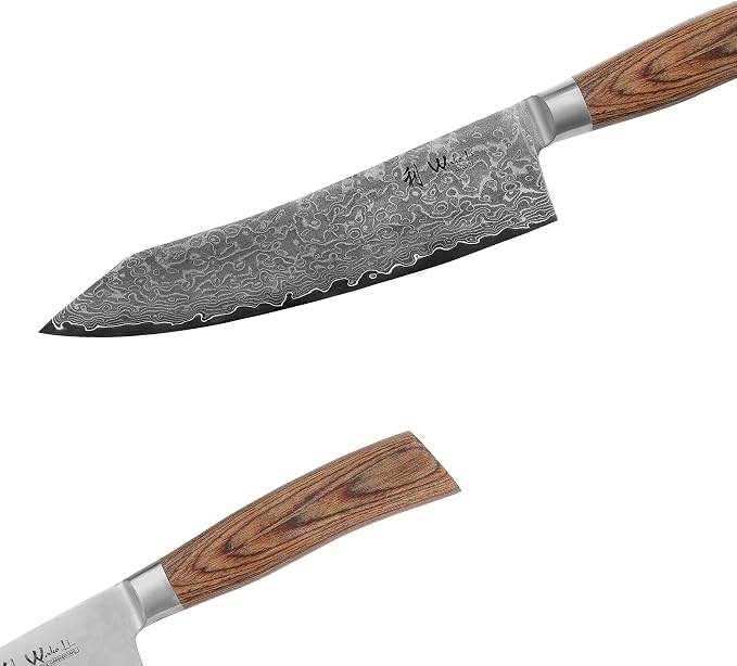 Wakoli EDIB Pro Premium Kiritsuke Chef's Knife – Japanese-Style Kitchen Knife | 8-Inch Blade Made of 67-Layer Genuine Damascus Steel with Pakkawood Handle | Sharp, Durable, Professional Cooking Tool