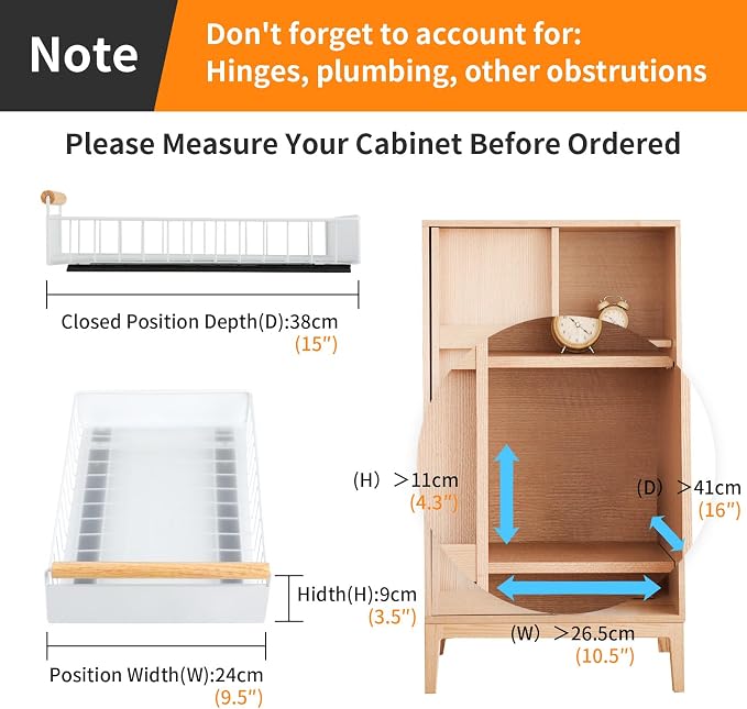Longzhuo Pull Out Cabinet Organizer, 9.5x15x3.5 inch Kitchen Drawer Organizer with Slides, Pull Out Drawers for Cabinets Kitchen Bathroom