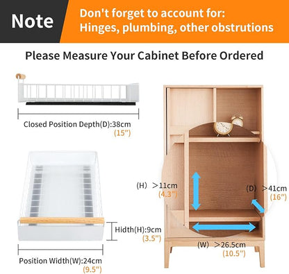 Longzhuo Pull Out Cabinet Organizer, 9.5x15x3.5 inch Kitchen Drawer Organizer with Slides, Pull Out Drawers for Cabinets Kitchen Bathroom