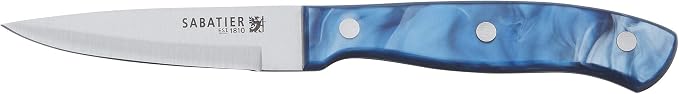 Sabatier 6- Piece Triple Rivet Stainless Steel Kitchen Knife Set, Razor-Sharp Kitchen Knife to Cut Fruit, Vegetables and more, High-Carbon Stainless Steel, Blue Acrylic Handles