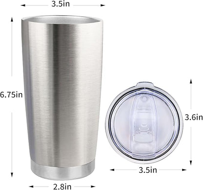 20oz Stainless Steel Tumbler with Lid, Travel Mug - Double Wall Vacuum Powder Coated Cup - Stainless steel, 1 Pack
