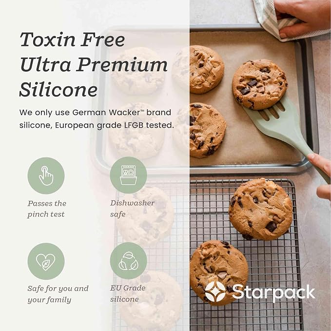 Starpack 'Head Turner' XL Premium Silicone Turner and Slotted Spatula - 13.5" Turning Spatulas High Heat Resistant to 600°F - Silicone Slotted Spatulas for Cooking - Non Stick Rubber Turning Spatula
