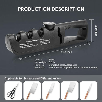 DARK EDGE 3PCS Kitchen Knives Set, 8 Inch Chef Knife with Black Sharpener and Blade Guard, Professional Kitchen Chef's Knife Set 06