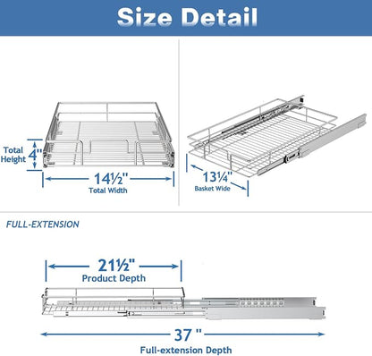 LOVMOR Pull Out Cabinet Organizer and Storage 14½" W x 21½" D, Slide Out Shelves for Kitchen Cabinets