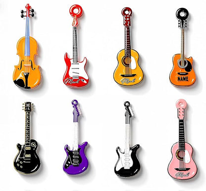 Renmxj 8 Pcs Mini Guitar Magnets for Fridge, Cute Tiny Decorative Fridge Magnets, for Kitchen Refrigerator Office Locker Decoration(Multicolor)