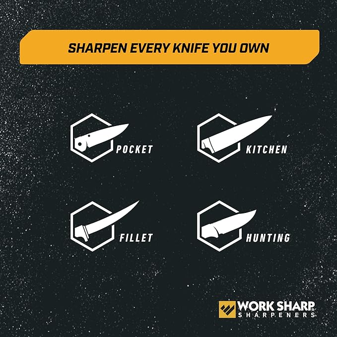 Work Sharp Precision Adjust Knife Sharpener Kit - Fixed Angle Sharpening System for Kitchen & Pocket Knives - Professional Guided Knife Sharpening Tool